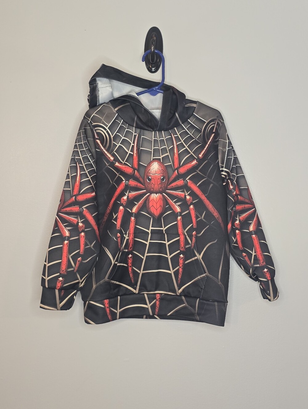 Kids Black & Red Spider Hoodie Sweatshirt